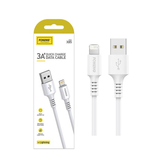Foneng Lightning Data Cable X85 One-Batch 3A QC 1m White